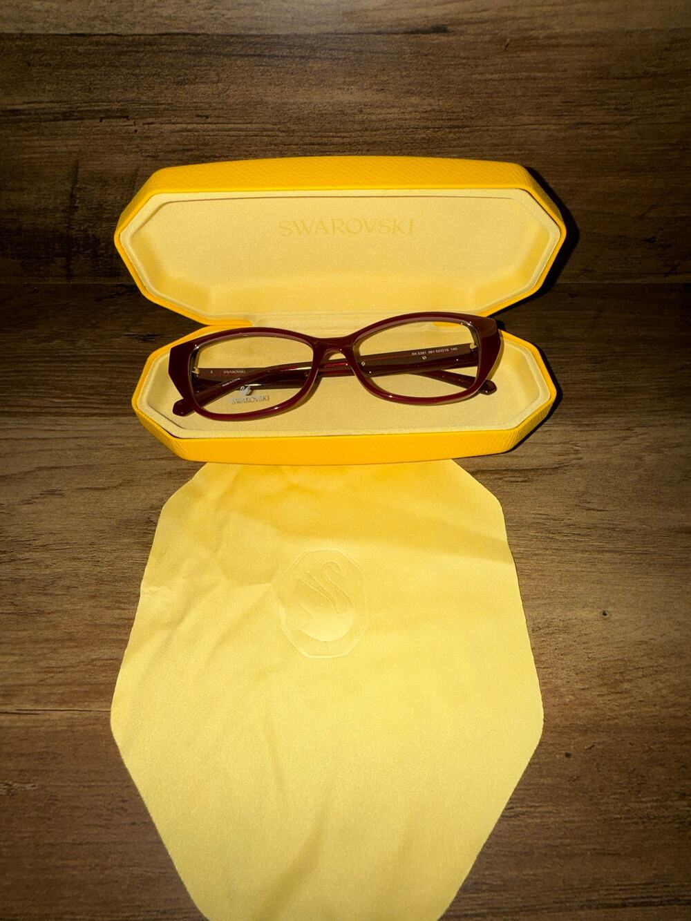 Swarovski SK 5391 081 Burgundy Crystal Accent Eyeglasses Frame 53mm Yellow Case